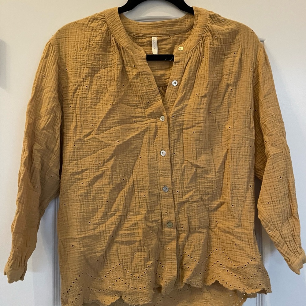 Mustard Button-Up Blouse